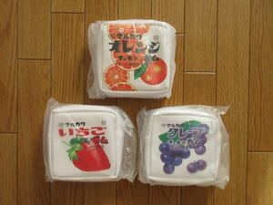 駄菓子　マルカワ　フーセンガム　ポーチ　3種セット　（オレンジ・グレープ・イチゴ）　小物入れ