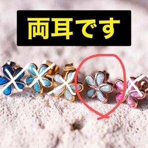 アイリービーチ ピアス Plumeria opal pierce ピンクゴールド　ホワイトオパール