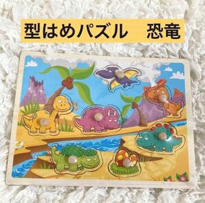 型はめパズル　恐竜　ダイナソー　動物　木製　知育玩具　幼児　モンテッソーリ　