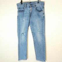 【GAP】ギャップ ダメージジーンズ ストレート カジュアル ライトブルー こなれ感 ゆるカジ 色あせ感 ボトムス メンズM/12046FF_画像1