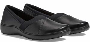 Clarks 25.5cm light weight Wedge black Flat leather Loafer ballet office pumps slip-on shoes sneakers boots at52