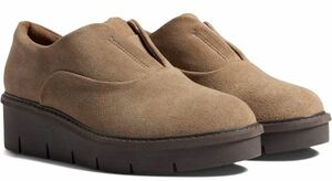 Clarks 27.5cm 軽量 ペブル スエード レザー ウエッジ ローファー オフィス パンプス サイドゴア スリッポン スニーカー ブーツ at50