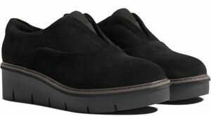 Clarks 25cm light weight black Wedge suede leather Loafer office pumps side-gore slip-on shoes sneakers boots at50