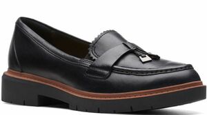  бесплатная доставка Clarks 22.5cm кисточка Loafer черный Flat кожа балет офис туфли-лодочки спортивные туфли ботинки RRR103