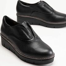 Clarks 27.5cm 軽量 ブラック ウエッジ レザー ローファー オフィス パンプス サイドゴア ヒール スリッポン スニーカー ブーツ at50_画像1