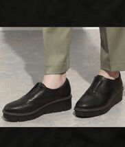 Clarks 27.5cm 軽量 ブラック ウエッジ レザー ローファー オフィス パンプス サイドゴア ヒール スリッポン スニーカー ブーツ at50_画像5