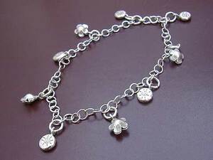 # flower . stamp. silver chain anklet 08# Curren group beads 