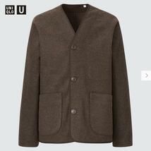 UNIQLO U フリースカーディガン ダークブラウン 人気 お洒落 茶色_画像1