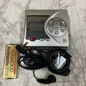 KENWOOD MDプレーヤー ポータブル ブルー DMC-J7R シルバー ミニディスク ケンウッド 年代物 ジャンク