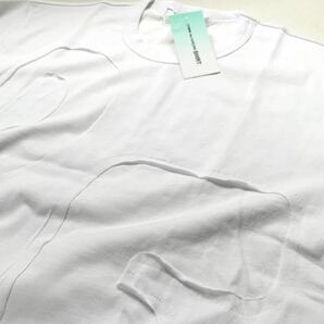 新品 2022AW コムデギャルソンシャツ COMME des GARCONS SHIRTカットアウト パッチワーク Tシャツ M 定1.43万 白 ホワイト アップリケの画像3
