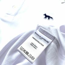 S 新品 メゾンキツネ MAISON KITSUNE ネイビーフォックスパッチ コットンピケ 半袖 ポロシャツ 白 メンズ 刺繍 レディースにも 送料無料_画像6