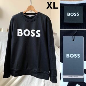 XL 新品 BOSS ボス ロゴ スウェット メンズ 黒 ブラック ヒューゴボス Hugo Boss soleri 02 2023 トレーナー 希少サイズ 送料無料