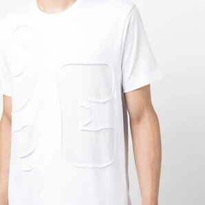 新品 2022AW コムデギャルソンシャツ COMME des GARCONS SHIRTカットアウト パッチワーク Tシャツ M 定1.43万 白 ホワイト アップリケの画像7