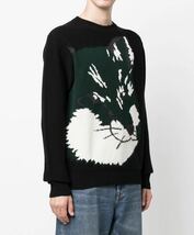 新品 メゾンキツネ MAISON KITSUNE ビッグ フォックス ヘッド FOX HEAD クルーネック セーター L メンズ 黒 プルオーバー ニット 送料無料_画像2