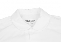 コムコム コムデギャルソンCOMME des GARCONS ポリラウンドカラー半袖シャツ 白S 【レディース】_画像3