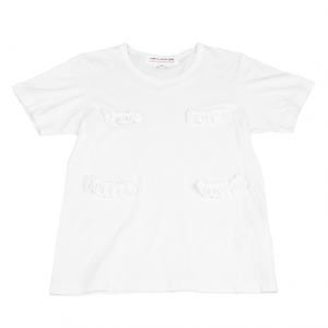 コムデギャルソン ガールCOMME des GARCONS GIRL ギャザーフラップ叩きつけTシャツ 白M 【レディース】