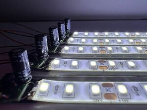 室内灯　昼白色LED　ＨＯゲージ　5輌分セット　コンデンサー　抵抗　整流器　基盤組込　チラツキ防止　12V　カツミ　エンドウ 自作車輌等