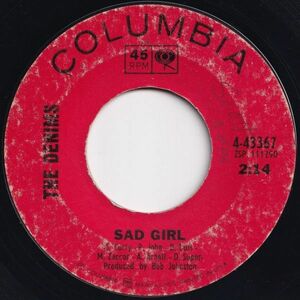 Denims Sad Girl / Everybody Let's Dance Columbia US 4-43367 204038 ROCK POP ロック ポップ レコード 7インチ 45