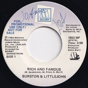 Burston & Littlejohn Rich And Famous / Rich And Famous Motown US 1852MF 204154 SOUL FUNK ソウル ファンク レコード 7インチ 45