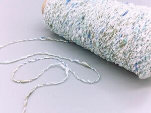 シルバーラメ入り絣ノット ブルー ３０g【検索】日本製 ファンシーヤーン ハンドメイド 手芸 引き揃え 織糸 編糸 手織り 手編み さをり織