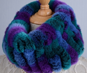 ◆新品◆限定 柔らかな毛皮の レッキス編み込み◆スヌードマフラー 毛皮ファー