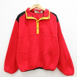 XL/古着 マルボロ 長袖 フリース ジャケット メンズ 90s スナップT 大きいサイズ 赤他 レッド 23feb15 中古 アウター