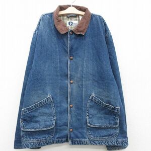 古着 アリゾナジーンズ 長袖 カバーオール ジャケット キッズ ボーイズ 子供服 00s コットン 襟コーデュロイ 紺 ネイビー デニム他 内側フ