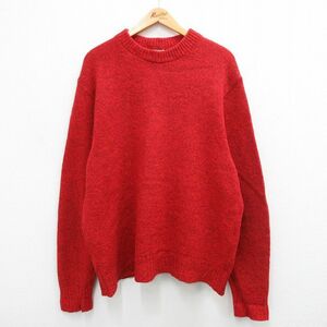 XL/古着 エルエルビーン LLBEAN 長袖 セーター メンズ 80s 無地 ウール クルーネック 赤 レッド 23oct26 中古 ニット トップス