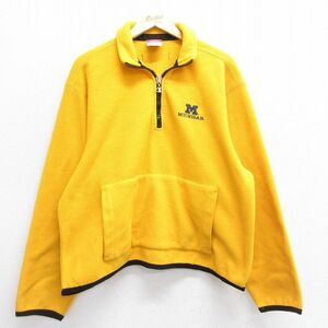 XL/古着 チャンピオン Champion 長袖 ハーフジップ フリース ジャケット メンズ 00s ミシガン 大きいサイズ 黄 イエロー 23oct27 中古 アウ