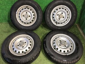 ◆ 溝あり ホンダ 純正 鉄 スチールホイール タイヤ 12インチ 4本 3.5J PCD100 +40 4穴 145/80R12 86/84N LT YOKOHAMA 23年 中古 J163