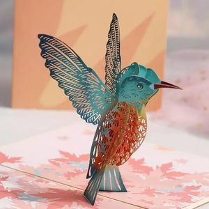 立体カード　HANAKO　飛び出すカード　ハチドリ　鳥のカード　紙模型　グリーティングカード　多目的カード　鳥の雑貨　HANAKO