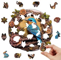 ３Ｄ木製パズル　カワセミ　Lサイズ　28cm　青い鳥　野鳥　鳥の雑貨　HANAKO_画像2