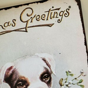 ブリキ看板 HANAKO レトロ 犬の看板 FR45 子犬 ブルドッグ クリスマス ウェルカムボード 犬の雑貨 ガーデンオブジェの画像6