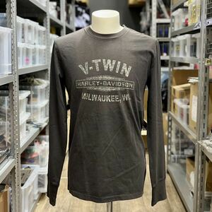 ☆展示品 ハーレーダビッドソン Vツイン スリムフィット 長袖Tシャツ ロンT エボニーグレー Sサイズ (99019-20VM)