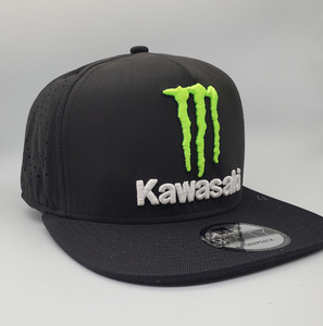 【未使用品】MONSTER ENERGY NEW ERA Ｋawasaki モンスターエナジー ニューエラ カワサキ フラットキャップ 帽子 ★ブラック #帽子