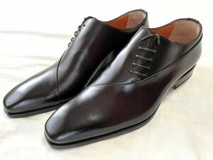 【未使用】【 Santoni / サントーニ (伊 】濃茶のサイドレース革靴　ビジネス可　定価9.79万　サイズUK5.0