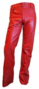 31INCH レザーパンツ 本革 牛革 赤 レッド 3875 RED メンズ 本革パンツ カウレザー 真っ赤 バイカー パンク ロック ヴィジュアル系