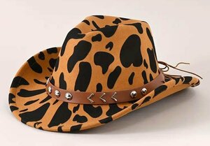  new goods Western hat cow pattern Dalmatian leopard print 1190 Camel ten-gallon hat kau Boy hat soft hat cap hat ... rockabilly 