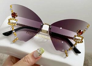  new goods sunglasses butterfly . butterfly gradation 419 gray GRAY rhinestone plum mask dance cosplay fancy dress female cabaret club employee punk 