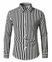 新品 XLサイズ ストライプシャツ 1527 白×黒 ホワイト ブラック 大きなサイズ オーバーサイズ ビッグサイズ 柄シャツ トラッド パーティー_画像1