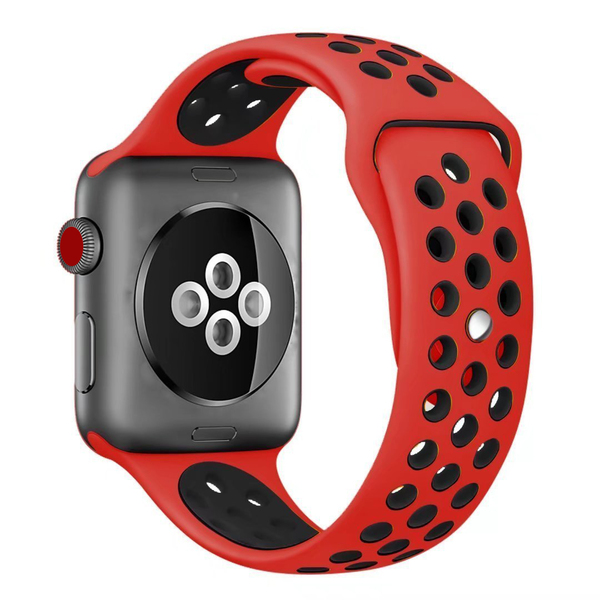 38MM/40MM, レッド/ブラック Apple Watch用 バンド シリコン製 スポーツ アップルウォッチ バンド Apple Watch Series 6/5/4/3/2/1に対応