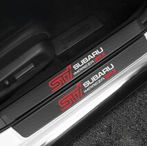 S120　【STI SUBARU IMPREZA】 ドア フット プロテクター カーボン ステッカー スカッフ プレート インプレッサ レガシィ BRZ スバル_画像1