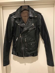  prompt decision *ba crash regular price 17 ten thousand jpy Buffalo leather hand coating Double Rider's black S