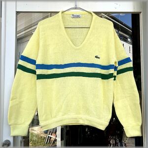 ★IZOD LACOSTE　アイゾッドラコステ　70s　糸巻タグ　セーター　ニット　size M★検 ビンテージ USA製 カーディガン アメリカ 古着 ワニ