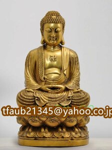 「密教法具 寺院用仏具」仏教 釈迦如来仏像 真鍮製 仏教芸術品 高さ38cm
