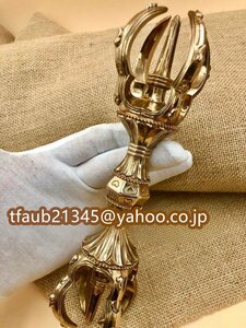 「密教法具 寺院用仏具」真言宗 五鈷杵 お盆用品 仏具 お彼岸 仏教芸術品 磨き仕上げ 銅製 長さ23cm