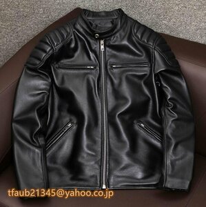 ハレーバイクレザージャケット 上品　本革 高級　羊革　ライダースジャケット 革ジャン Ｓ～5XL　秋冬