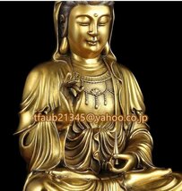 「仏教法具 寺院用仏具」極上品 観音菩薩立像 仏像 真鍮製 仏教美術 高さ46ｃｍ 重さ約10kg_画像6