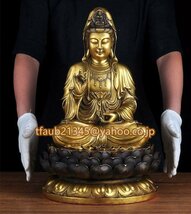 「仏教法具 寺院用仏具」極上品 観音菩薩立像 仏像 真鍮製 仏教美術 高さ46ｃｍ 重さ約10kg_画像5