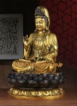 「仏教法具 寺院用仏具」極上品 観音菩薩立像 仏像 真鍮製 仏教美術 高さ46ｃｍ 重さ約10kg_画像4